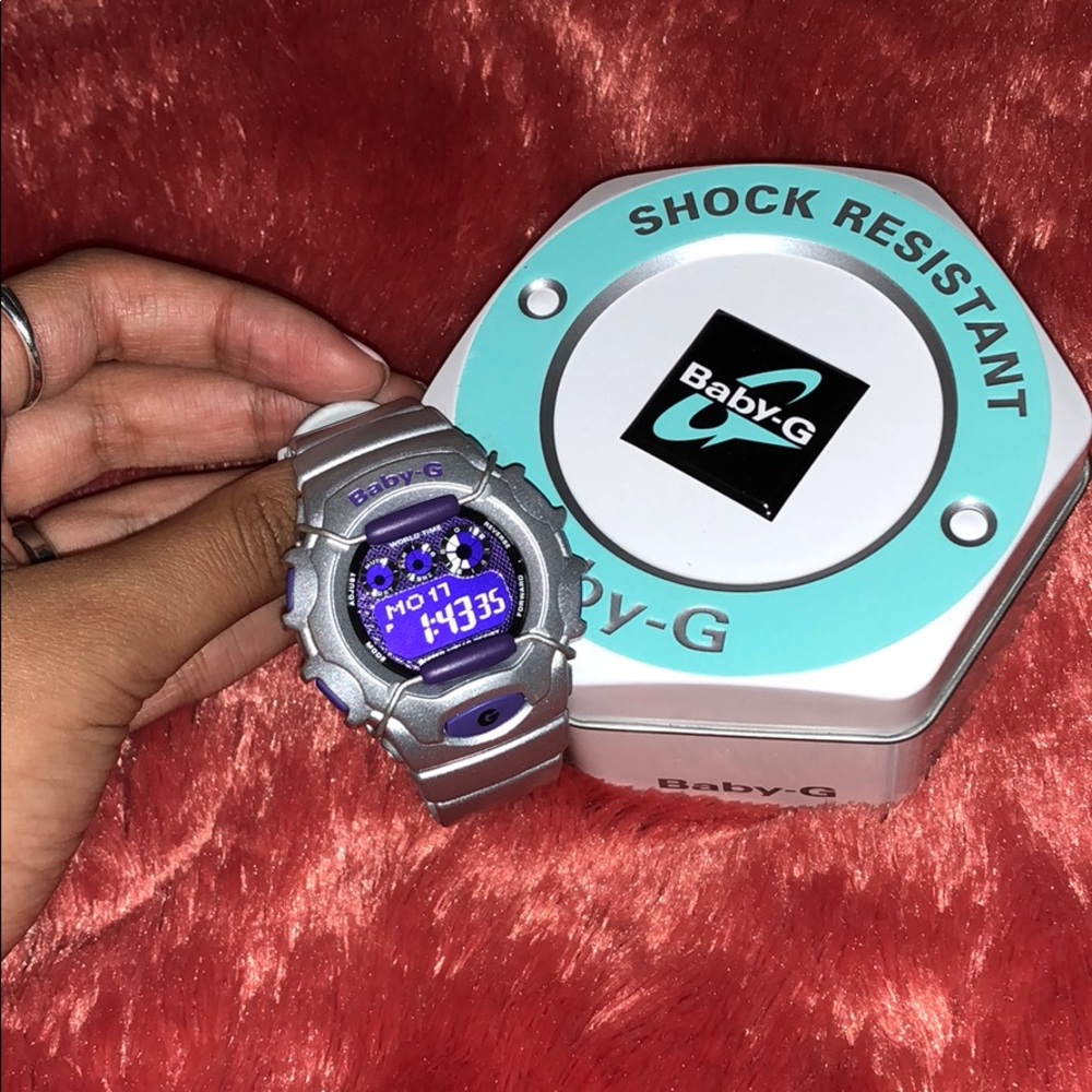 BRAND NEW/ NEVER WORN silver & purple Baby-G watch